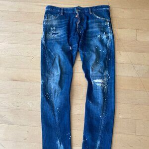 DSquared2 mens blue distressed jeans button fly sz 48 IT waist 34